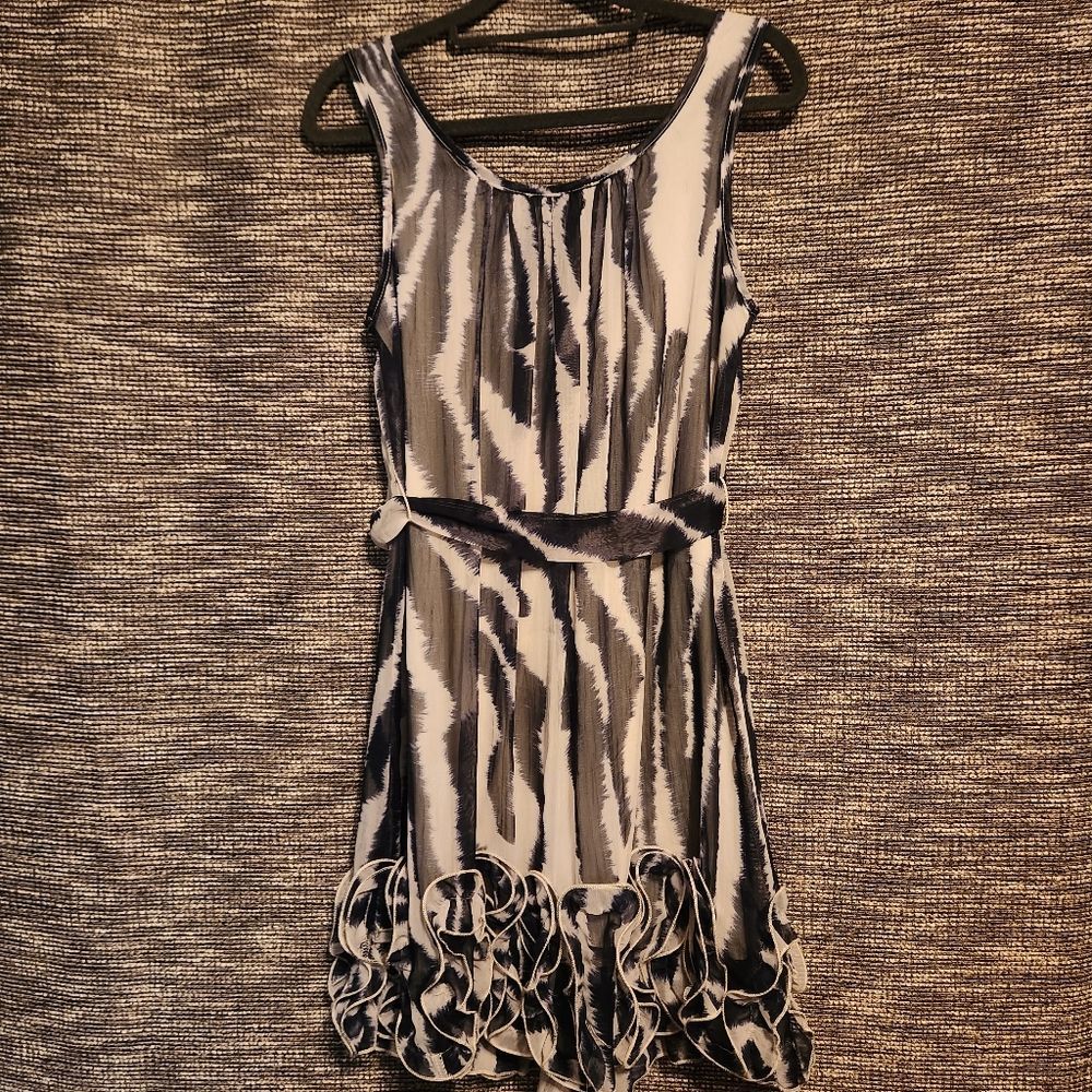 Papillon Dress Black White Medium Ruffled Lined Dress Mini Party Fun